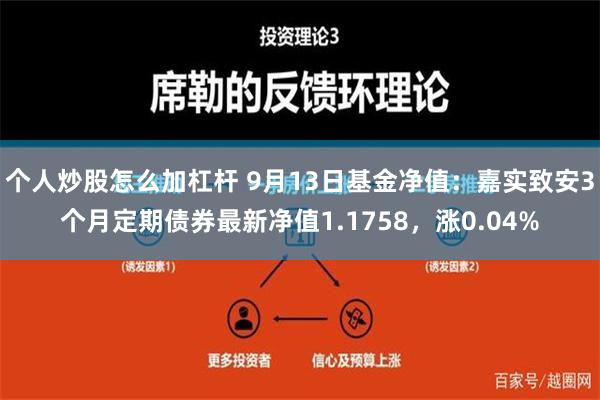 个人炒股怎么加杠杆 9月13日基金净值：嘉实致安3个月定期债券最新净值1.1758，涨0.04%