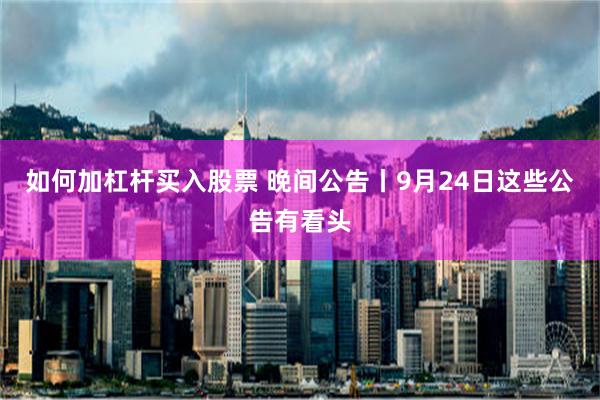 如何加杠杆买入股票 晚间公告丨9月24日这些公告有看头